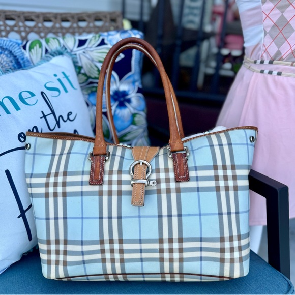 BURBERRY Vintage Blue Nova Check Convertible TOTE💙🔥HUGE! 19x10x6”🔥EVC🔥RARE🔥 - Picture 12 of 17